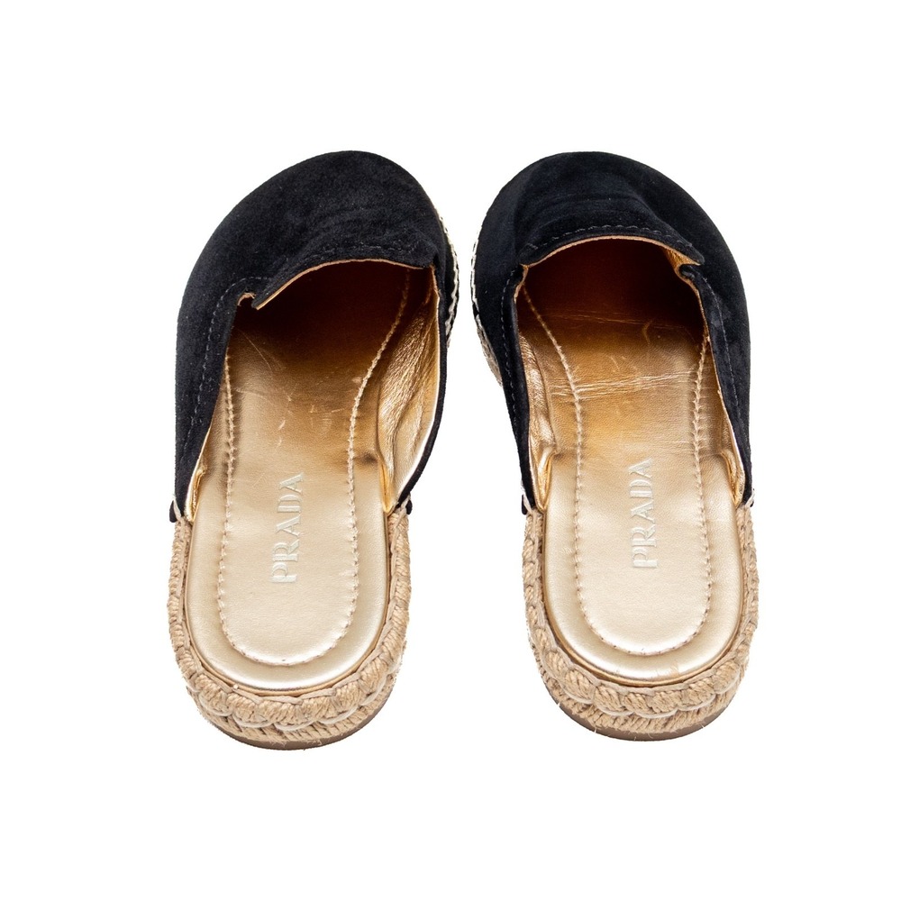 Prada Black Suede Espadrille Mule - Picture 5 of 10